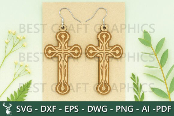 Christian Cross Earrings – Faith and Fashion Embroidery Design