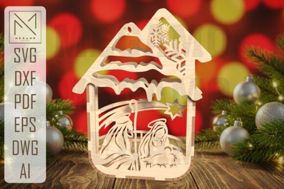 Nativity House Ornament SVG: A Thoughtful Design for Holiday Embroidery